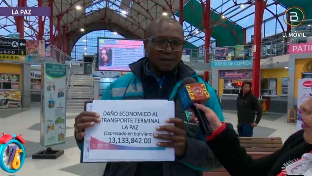 El administrador de la Terminal de Buses de La Paz, Américo Gemio, en contacto con Bolivia Tv.