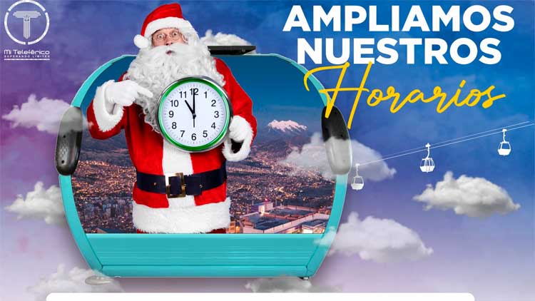 Afiche "Ampliamos nuestros Horarios" de Mi Teleférico.