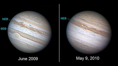 Los cinturones no son marcas sobre la superficie de Júpiter sino nubes.