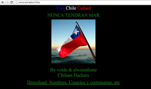 Ataque al portal web de la Armada Boliviana
