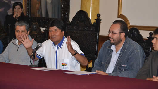 El presidente Evo Morales en conferencia de prensa en Cochabamba 