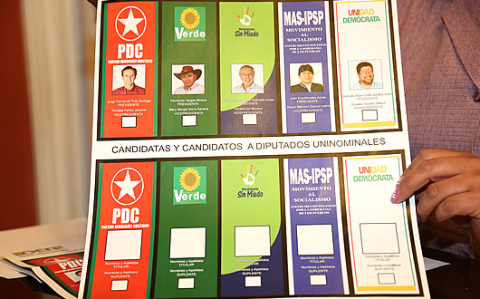 Papeleta de sufragio para las elecciones generales 2014 en Bolivia