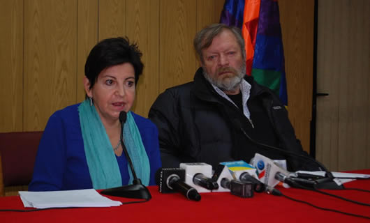 Ministra de Desarrollo Productivo, Teresa Morales, en conferencia de prensa.