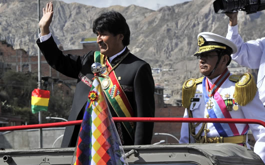 Evo Morales durante su participación en la Parada Militar en La Paz