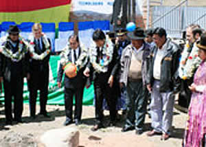Evo Morales asistió ayer al inicio de obras para el Centro de Formación Bolivia-Brasil, que funcionará en la ciudad de El Alto