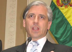Alvaro García Linera, presidente en ejercicio y candidato a la Vicepresidencia.