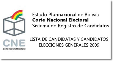 Lista de candidatos y candidatas, elecciones generales 2009