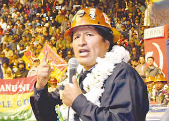 Evo Morales Ayma en Huanuni.
