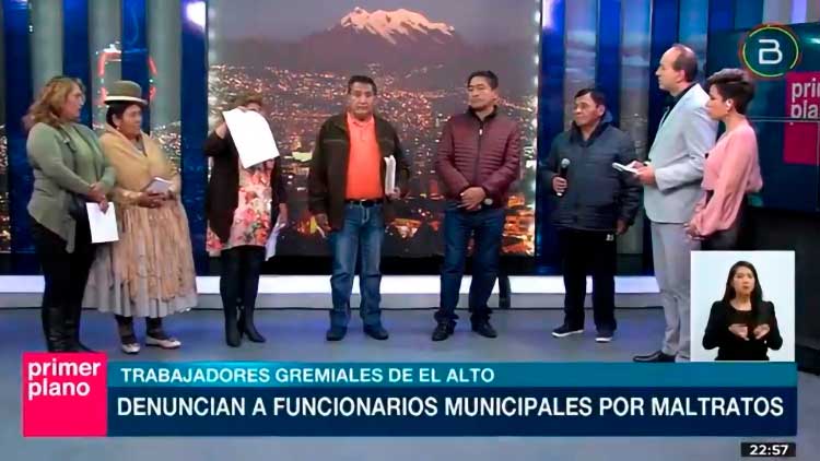 La Federación de Trabajadores Gremiales de El Alto en una entrevista con el canal estatal Bolivia TV.