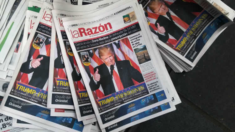 Periódicos bolivianos reflejan la victoria electoral de Donald Trump