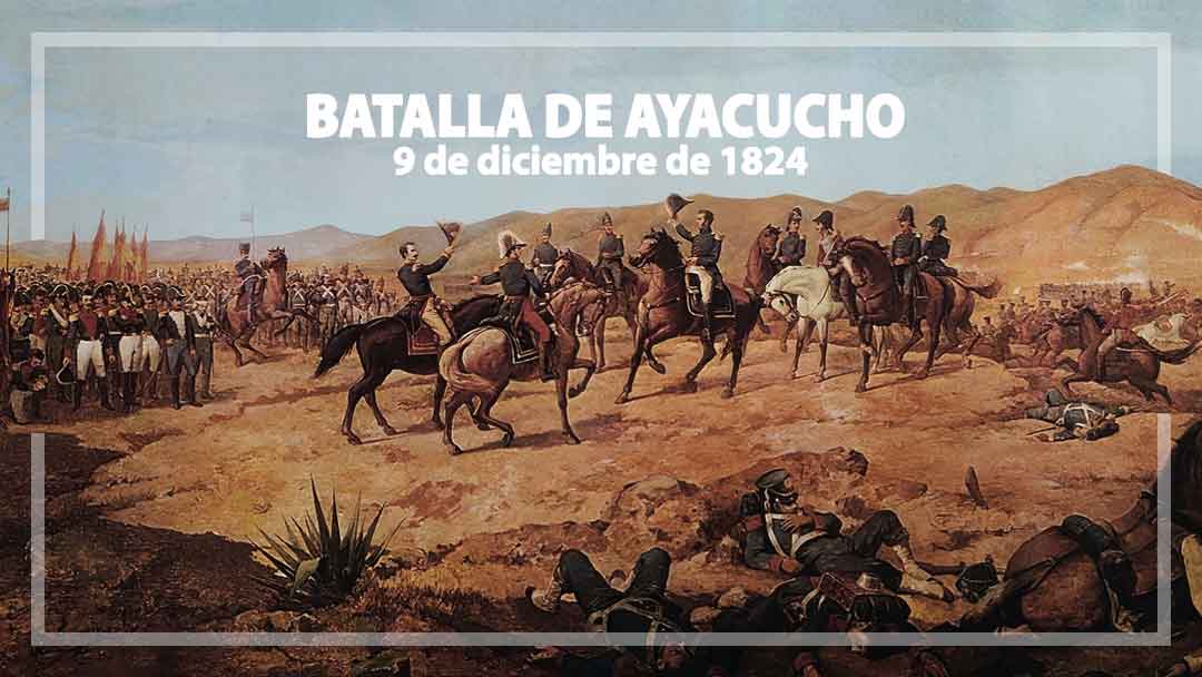 Editada sobre el Óleo de la batalla de Ayacucho. (Obra de Martín Tovar y Tovar)