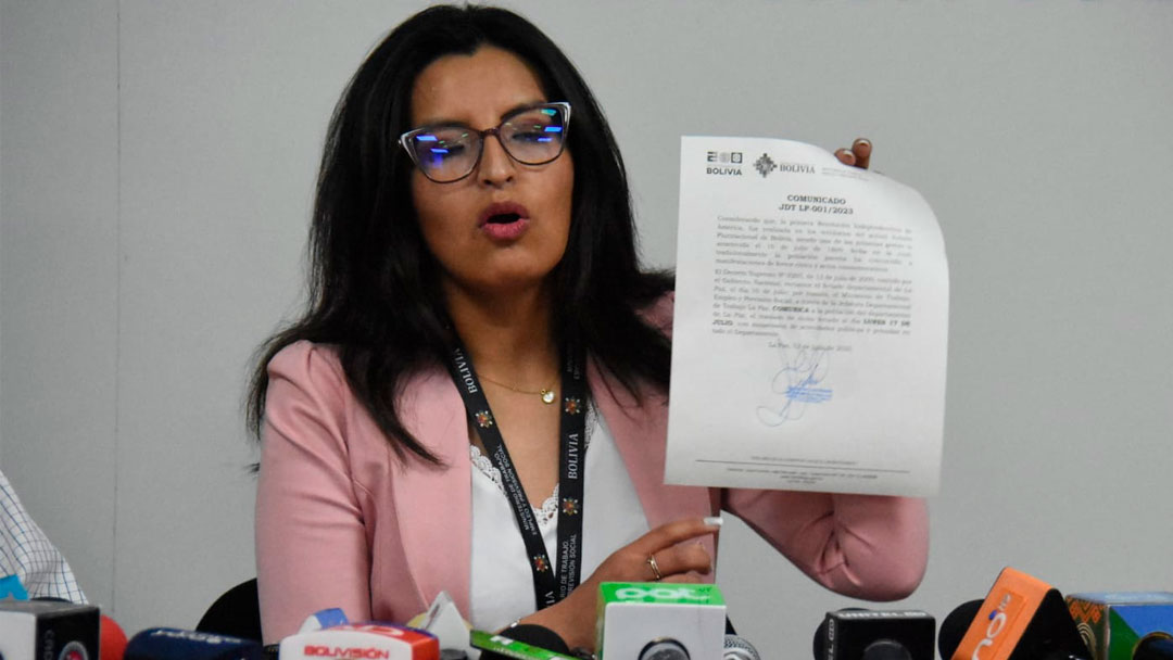 Julia Condori, jefa Departamental de La Paz del Ministerio de Trabajo.