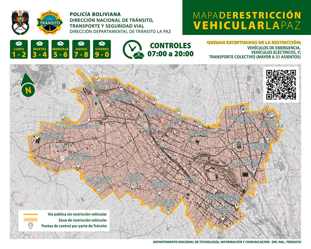 Restricción vehicular en la ciudad de La Paz