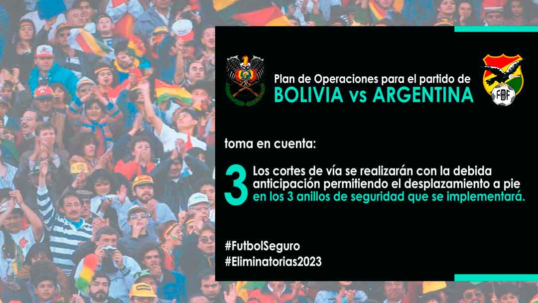 Policía boliviana despliega a 2.600 efectivos y cierra vías para garantizar seguridad para Bolivia vs Argentina