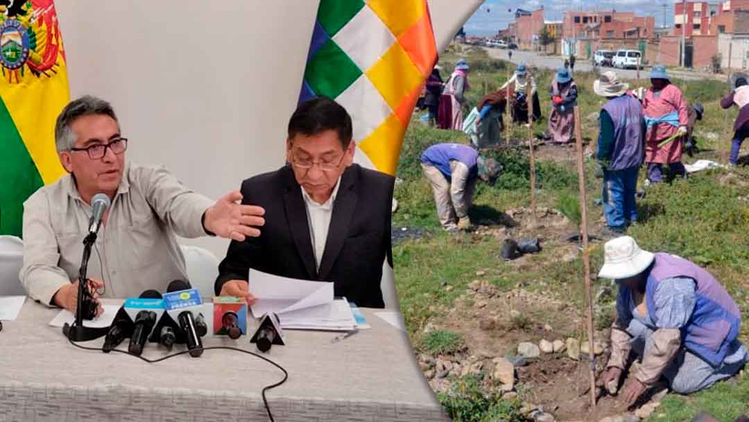 El viceministro de Coordinación y Gestión Gubernamental, Gustavo Torrico, junto a otras instancias de Gobierno realizan el lanzamiento del programa "Pulmones Verdes”.