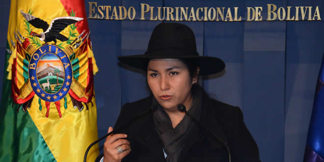 Marianela Paco, ministra de comunicación de Bolivia.
