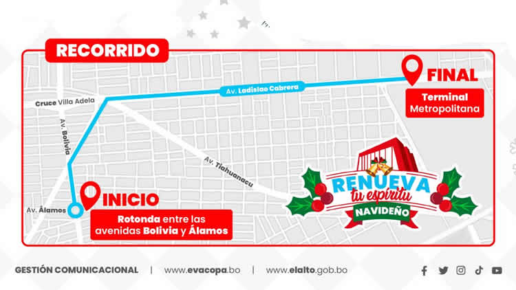 Recorrido del desfile navideño en la ciudad de El Alto.