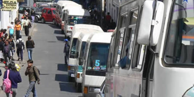 El transporte público en la ciudad de Sucre.