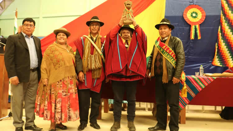 El presidente en ejercicio David Choquehuanca durante el acto celebrado en Tiwanaku, a más de 70 kilómetros de la ciudad de La Paz.
