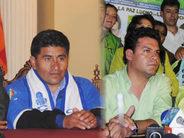El virtual gobernador de La Paz César Cocarico y el virtual alcalde Luis Revilla.