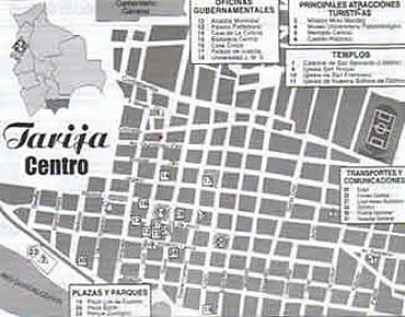 Mapa de Tarija, Bolivia.