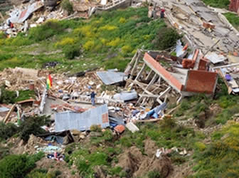 La zona afectada en 2011 con el megadeslizamiento