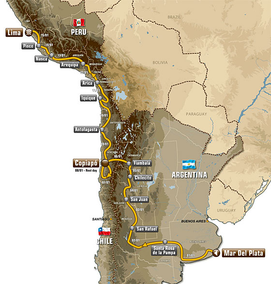 Recorrido del Rally Dakar 2012
