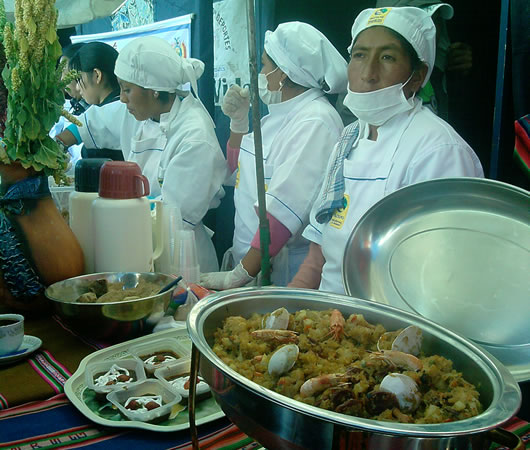 Oferta gastronómica en quinua.