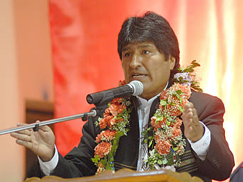 Evo Morales, candidato del Movimiento al Socialismo, partido oficialista de Bolivia