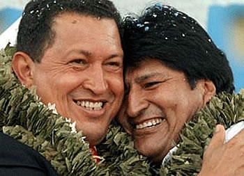 Hugo Chavez, presidente de Venezuela y Evo Morales, presidente de Bolivia.