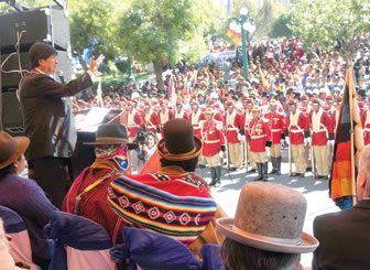 El presidente Evo Morales en el acto de homenaje a Bartolina Sisa