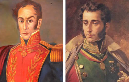 Simón Bolívar y Antonio José de Sucre