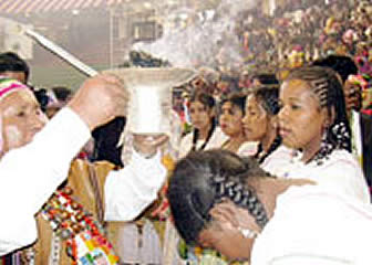 Celebración del bautizo aymara.