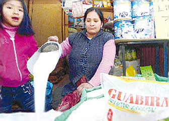 Venta de azúcar en La Paz.