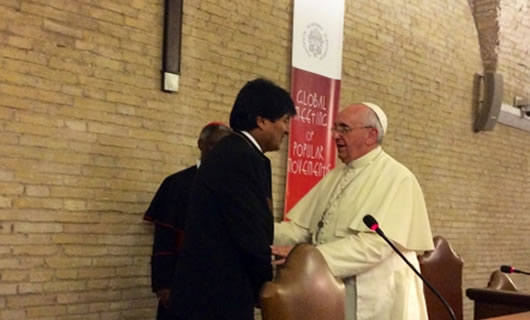 El presidente Evo Morales se reunió con el Papa en el Vaticano, en octubre de este año (ABI)