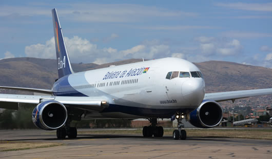 Boliviana de Aviación: el Boeing 767600 cuenta con capacidad de 225 pasajeros.