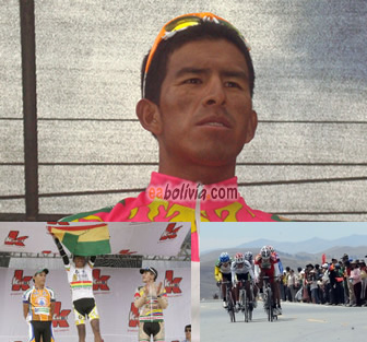 El ciclista boliviano Óscar Soliz, en un sprint espectacular
