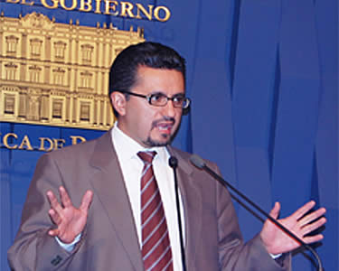 Sacha Llorenti, ministro de Gobierno.