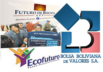 Las dos Administradoras de Fondos de Pensiones (AFP) privadas, Futuro de Bolivia y Previsión,  son las principales inversionistas institucionales en la Bolsa Boliviana de Valores (BBV).
