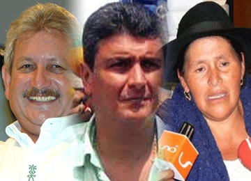 Los prefectos opositores de Santa Cruz, Beni y Chuquisaca, Rubén Costas, Ernesto Suárez y Savina Cuellar, respectivamente.