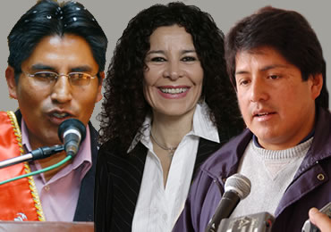 Los Candidatos del MAS Félix Patzi, Elizabeth Salguero y Edgar Patana para Gobernador, Alcaldesa de La Paz y Alcalde de El Alto, respectivamente.
