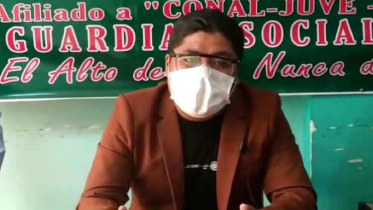 El presidente de la Fejuve El Alto, Néstor Yujra. El presidente de la Fejuve El Alto, Néstor Yujra.