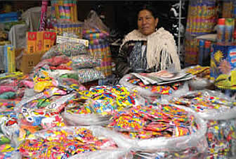 Comerciantes para el carnaval de La Paz.