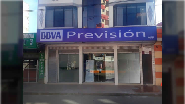 Una sucursal de la AFP Previsión en Bolivia.