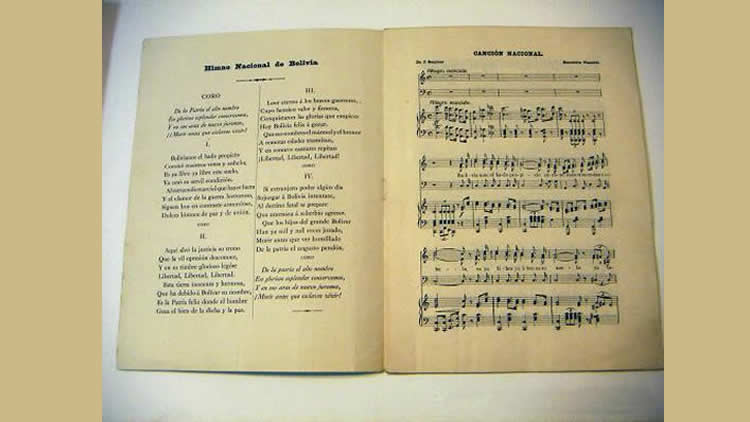 Letra y Música del Himno nacional de Bolivia Letra y Música del Himno nacional de Bolivia