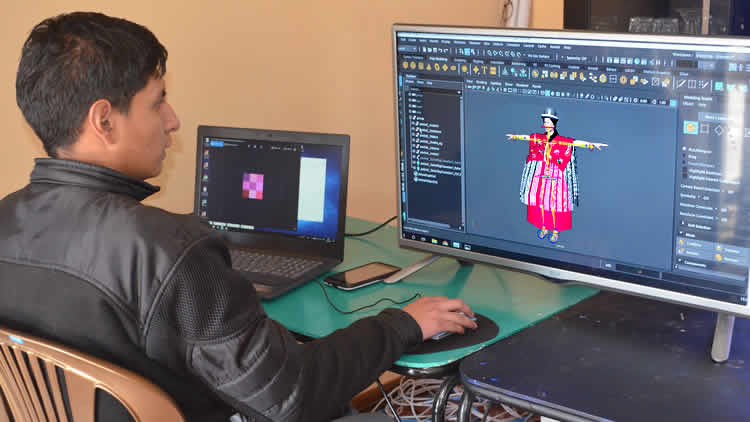 Modelando y programando a la cholita paceña en 3D.