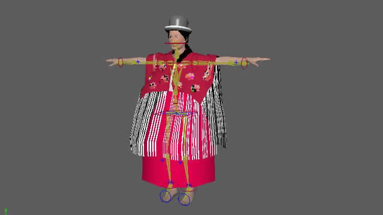 Cholita paceña en 3D.