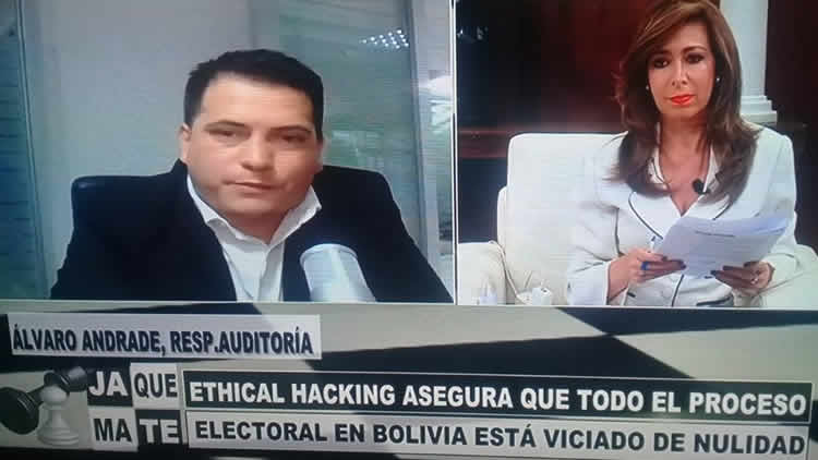 El representante de Ethical Hacking entrevistado por Ximena Galarza. 