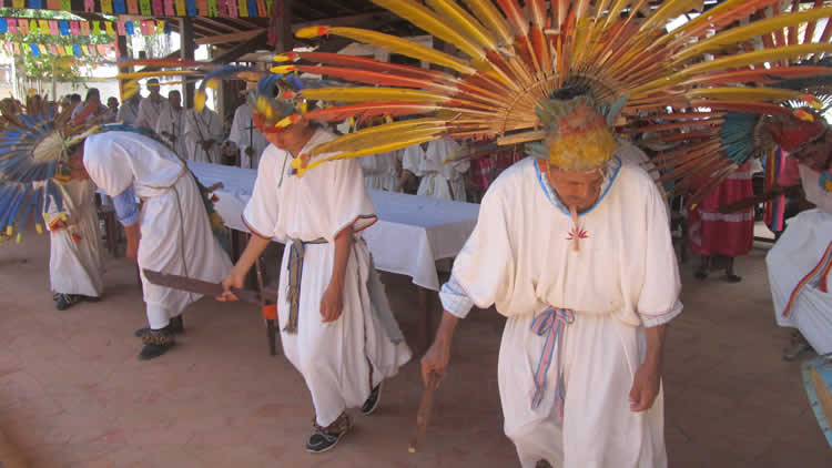 Danza macheteros crea un ambiente festivo para los niños de Trinidad.
