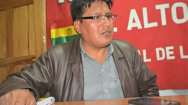Juan Carlos Machaca, presidente de la Federación de Juntas de Vecinos (Fejuve) de El Alto. Juan Carlos Machaca, presidente de la Federación de Juntas de Vecinos (Fejuve) de El Alto.